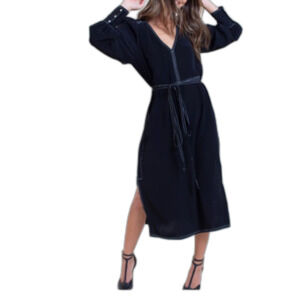 SOMETHING NAVY BLACK LONG SLEEVE DRESS SMALL